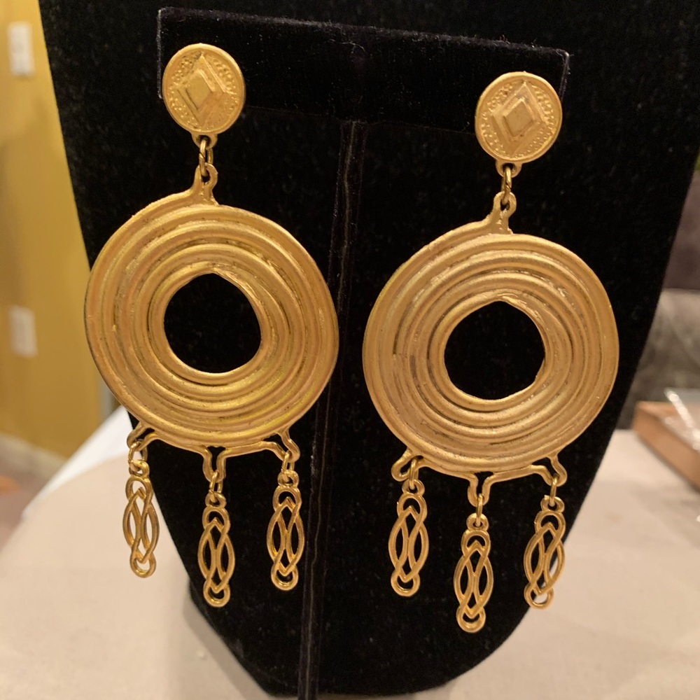 Vintage matt gold post back dangles